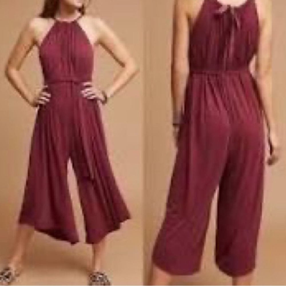 Anthropologie HD in Paris Red Wide Leg Jumpsuit Size Small-Oversized